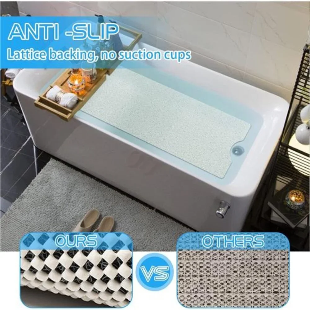 Non Slip Bathtub Mat Shower Mat Soft Loofah Bath Tub Mat for Bathroom 16x40 Whit